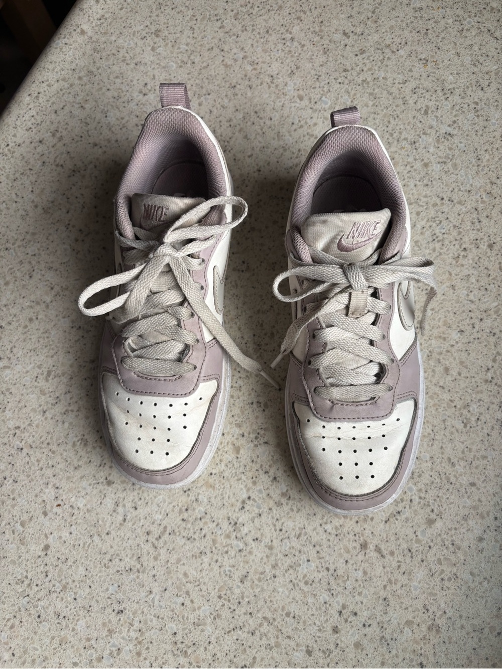 Nike Kids Shoes Court Borough Low Recraft Sneakers White Grey Purple in Size 3.5